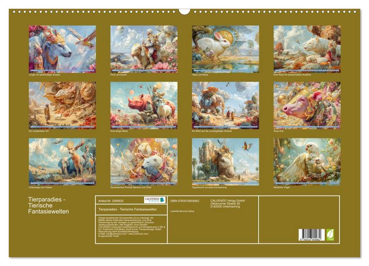 Produktbild: Tierparadies - Tierische Fantasiewelten (Wandkalender 2026 DIN A2 quer), CALVENDO Monatskalender