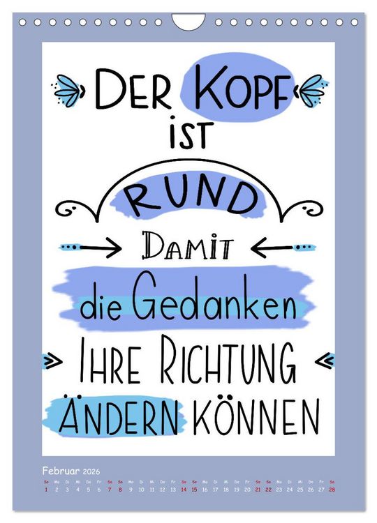 Produktbild: Nachgedacht-Spr&uuml;che und Zitate (Wandkalender 2026 DIN A4 hoch), CALVENDO Monatskalender