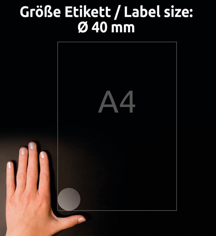 Produktbild: Etiketten transparent 40mm