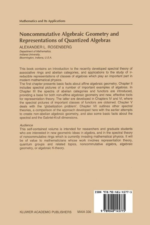 Produktbild: Noncommutative Algebraic Geometry and Representations of Quantized Algebras