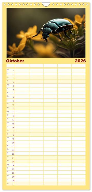 Produktbild: Familienplaner 2026 - Filigrane Insekten mit 5 Spalten (Wandkalender, 21 x 45 cm) CALVENDO
