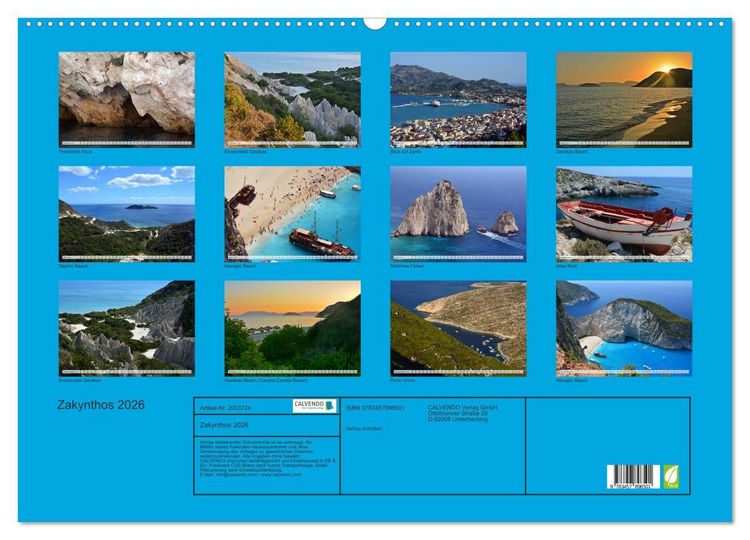 Produktbild: Zakynthos 2026 (Wandkalender 2026 DIN A2 quer), CALVENDO Monatskalender