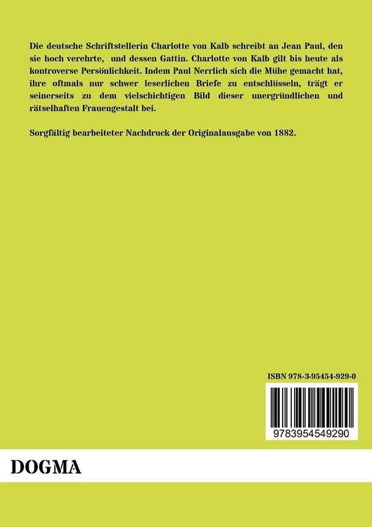 Produktbild: Briefe von Charlotte von Kalb an Jean Paul und dessen Gattin