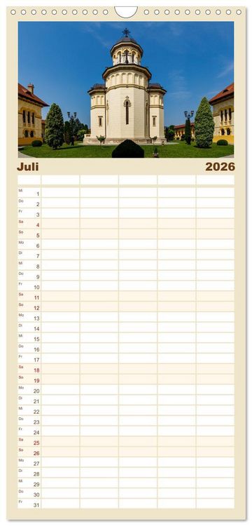 Produktbild: Familienplaner 2026 - Kirchen und Kl&ouml;ster in Rum&auml;nien mit 5 Spalten (Wandkalender, 21 x 45 cm) CALVENDO