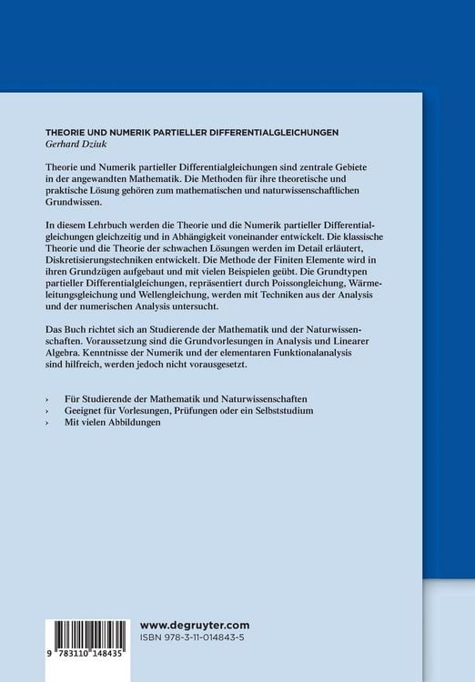 Produktbild: Theorie und Numerik partieller Differentialgleichungen