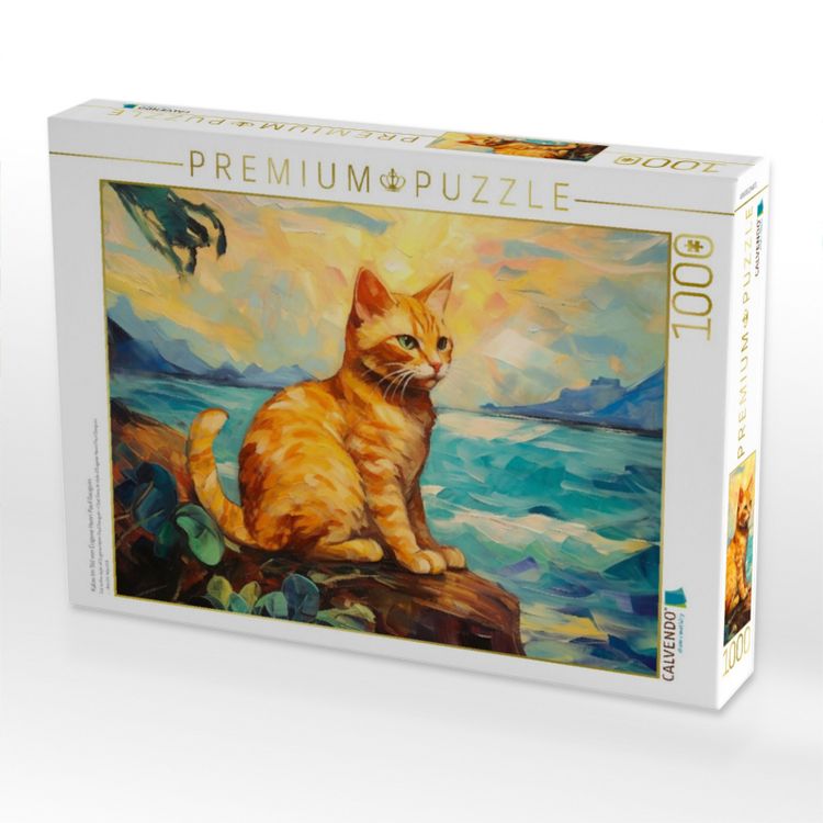 Produktbild: CALVENDO Puzzle Katze Im Stil von Eugene Henri Paul Gauguin | 1000 Teile Lege-Gr&ouml;&szlig;e 64x48cm Foto-Puzzle f&uuml;r gl&uuml;ckliche Stunden