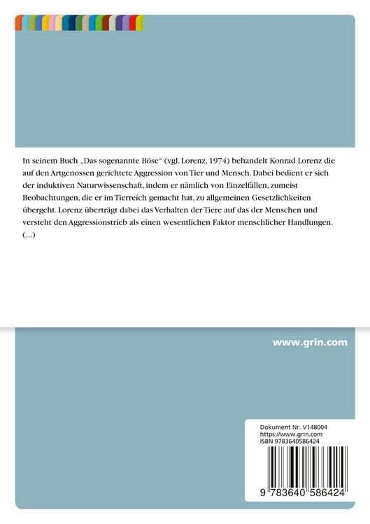 Produktbild: "Das sogenannte B&ouml;se" nach Konrad Lorenz