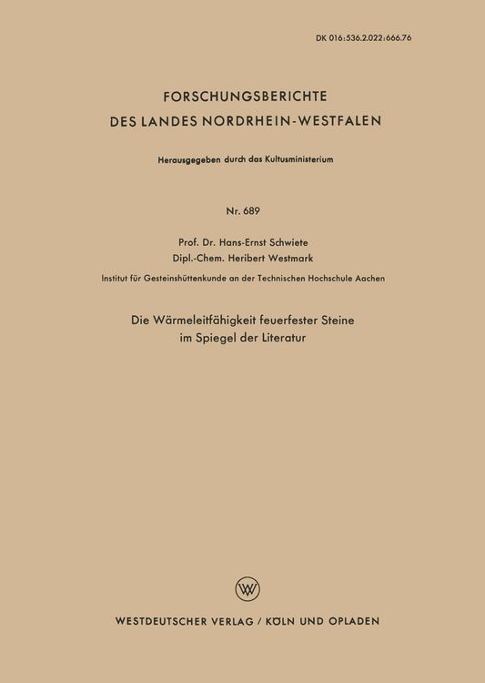 Produktbild: Die W&auml;rmeleitf&auml;higkeit feuerfester Steine im Spiegel der Literatur