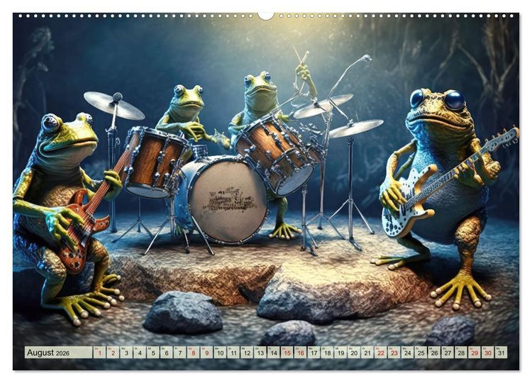 Produktbild: Frosch Konzert (hochwertiger Premium Wandkalender 2026 DIN A2 quer), Kunstdruck in Hochglanz