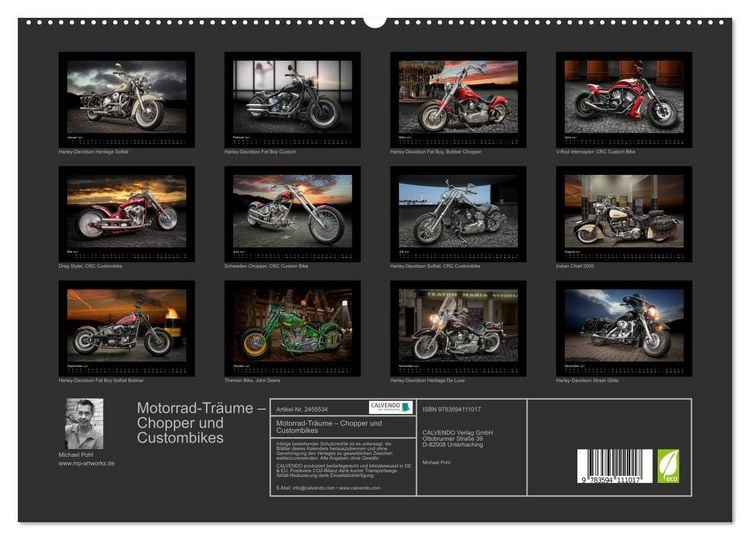 Produktbild: Motorrad-Tr&auml;ume &ndash; Chopper und Custombikes (hochwertiger Premium Wandkalender 2027 DIN A2 quer), Kunstdruck in Hochglanz