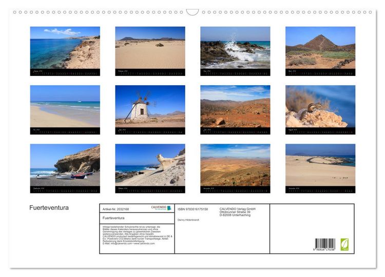 Produktbild: Fuerteventura (Wandkalender 2026 DIN A2 quer), CALVENDO Monatskalender