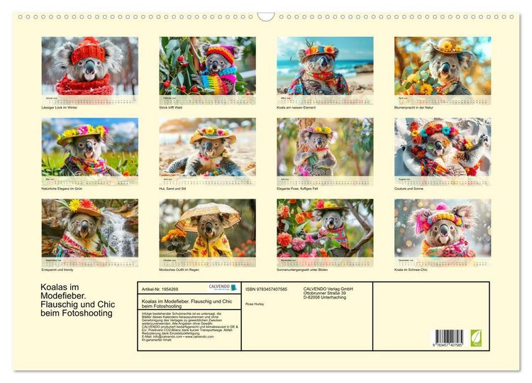 Produktbild: Koalas im Modefieber. Flauschig und Chic beim Fotoshooting (Wandkalender 2026 DIN A2 quer), CALVENDO Monatskalender