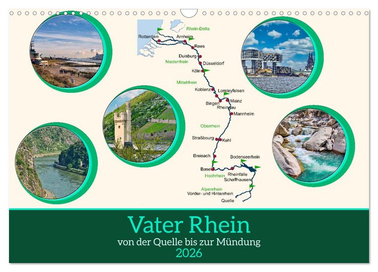 Produktbild: Vater Rhein von der Quelle bis zur M&uuml;ndung (Wandkalender 2026 DIN A3 quer), CALVENDO Monatskalender