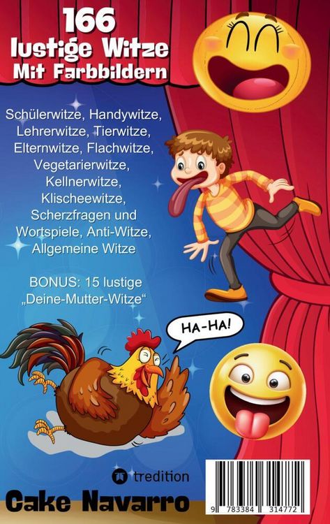 Produktbild: Witzebuch f&uuml;r Kinder - Beste Kinderwitze - 166 Witze mit Cartoons in Farbe - Geschenkbuch f&uuml;r Kinder