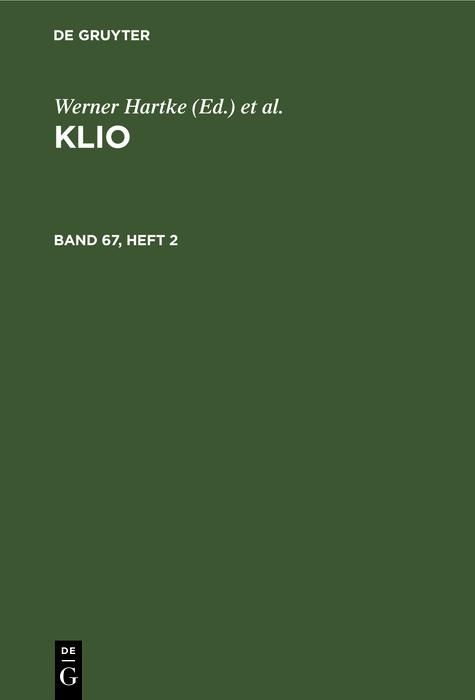Produktbild: Klio. Band 67, Heft 2