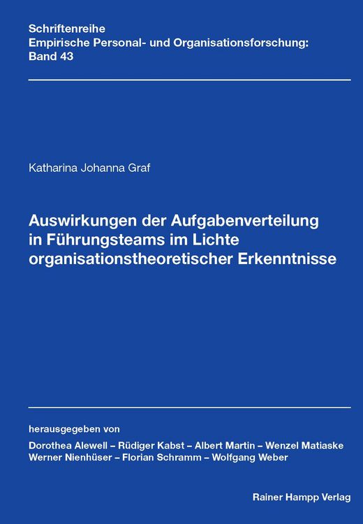 Produktbild: Auswirkungen der Aufgabenverteilung in F&uuml;hrungsteams im Lichte organisationstheoretischer Erkenntnisse