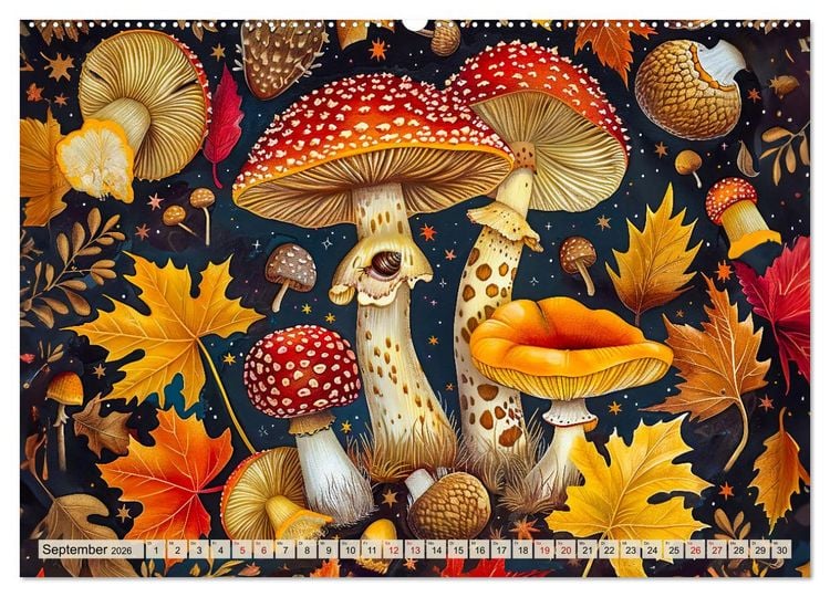 Produktbild: Zauberwelt der Pilze - Fantasievolle Pilze im verwunschenen Wald (Wandkalender 2026 DIN A2 quer), CALVENDO Monatskalender