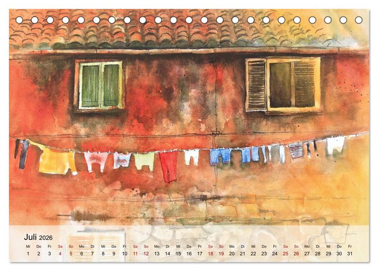 Produktbild: Aquarell auf Reisen - mit Eckard Funck (Tischkalender 2026 DIN A5 quer), CALVENDO Monatskalender