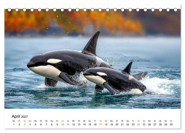 Produktbild: Orcas - ein Jahr voller Meer (Tischkalender 2027 DIN A5 quer), CALVENDO Monatskalender