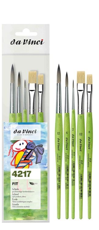 Produktbild: da Vinci Pinselset FIT SYNTHETICS & SYNTHETICS BRISTLE 4217, gr&uuml;n, 5er Set