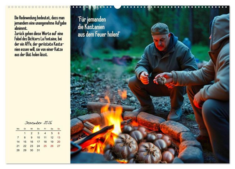Produktbild: Illustrierte deutsche Redewendungen mit ihrer Bedeutung (Wandkalender 2026 DIN A2 quer), CALVENDO Monatskalender