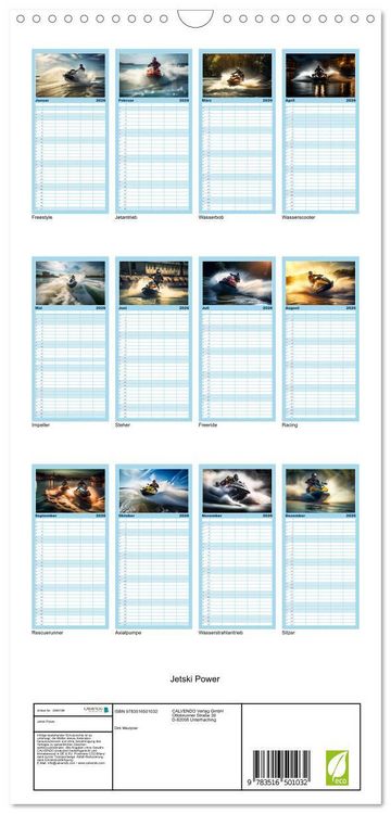 Produktbild: Familienplaner 2026 - Jetski Power mit 5 Spalten (Wandkalender, 21 x 45 cm) CALVENDO