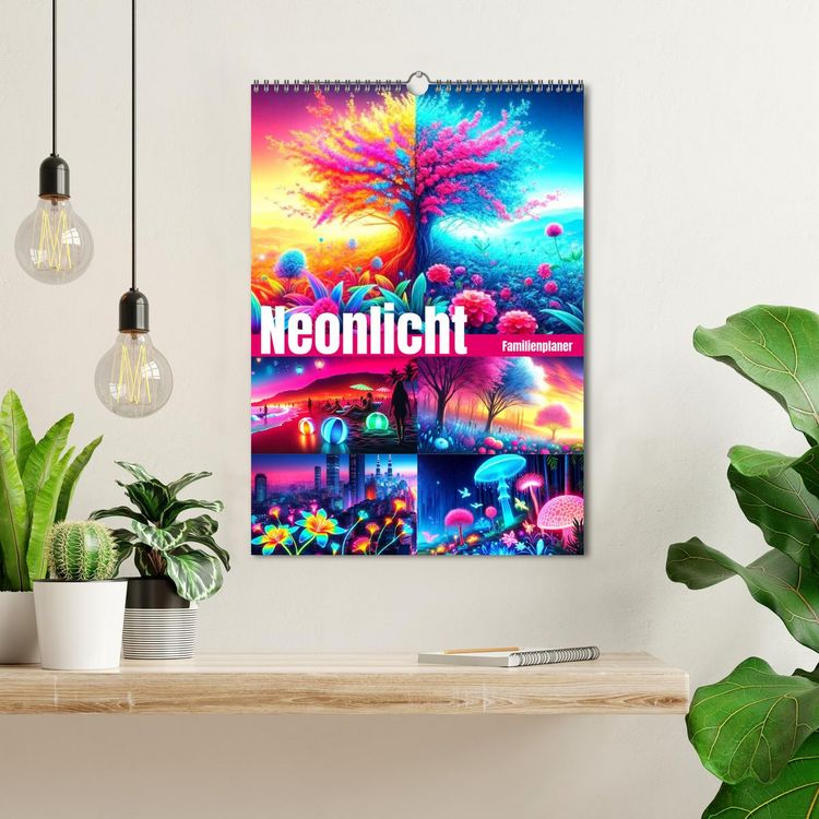 Produktbild: Neonlicht Familienplaner (Wandkalender 2026 DIN A3 hoch), CALVENDO Monatskalender