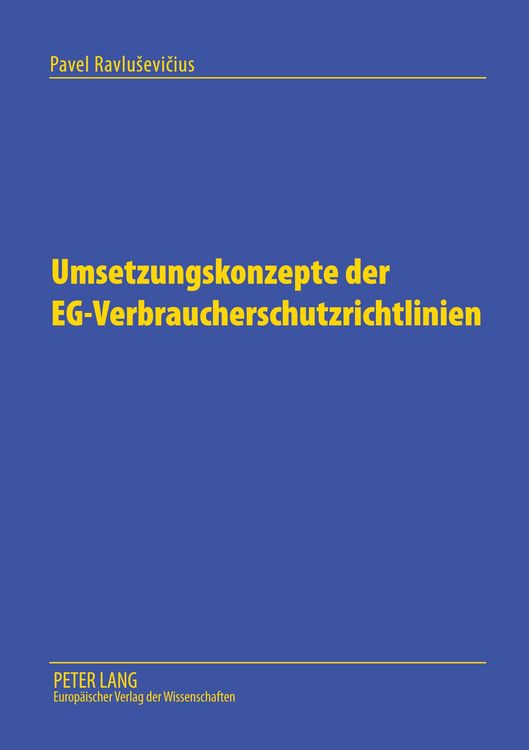 Produktbild: Umsetzungskonzepte der EG-Verbraucherschutzrichtlinien