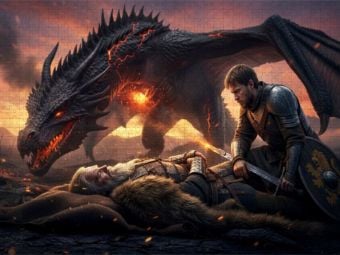 Produktbild: CALVENDO Puzzle Beowulf stirbt nach dem Sieg &uuml;ber Drachen | 1000 Teile Lege-Gr&ouml;&szlig;e 64x48cm Foto-Puzzle f&uuml;r gl&uuml;ckliche Stunden