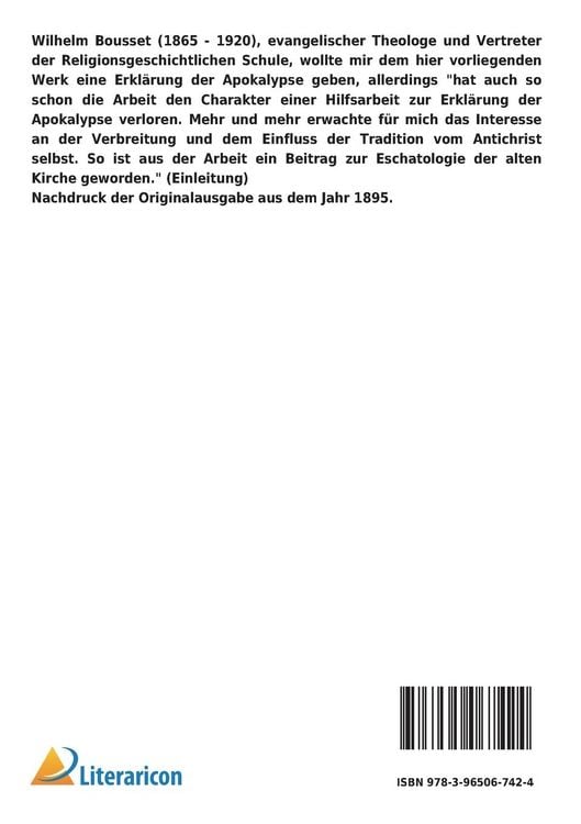 Produktbild: Der Antichrist in der &Uuml;berlieferung des Judentums, des neuen Testaments und der alten Kirche