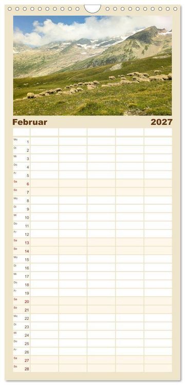Produktbild: Familienplaner 2027 - TMB - Mont Blanc mit 5 Spalten (Wandkalender, 21 x 45 cm) CALVENDO