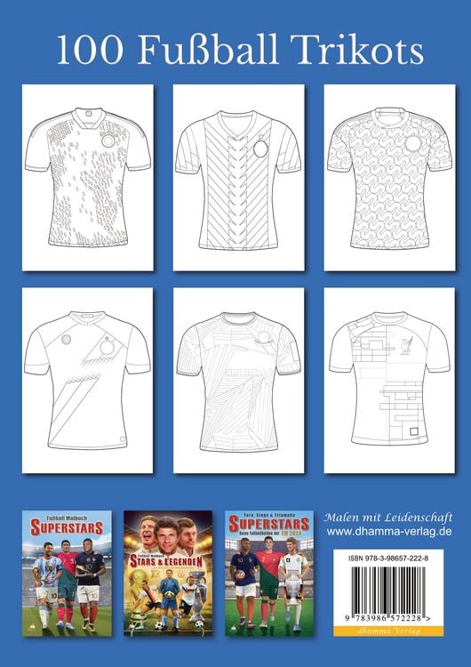 Produktbild: Fu&szlig;ball-Malbuch Trikot-Designer f&uuml;r Kinder ab 6 Jahren mit 100 Motiven zum Ausmalen