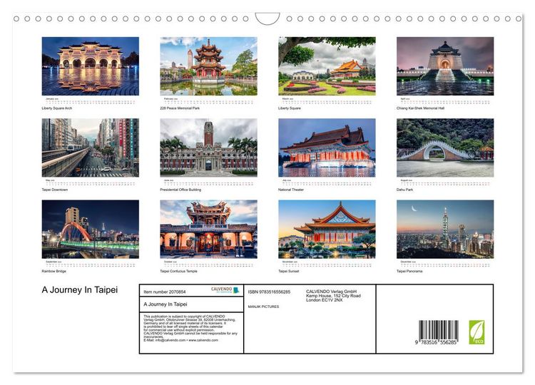 Produktbild: A Journey In Taipei (Wall Calendar 2026 DIN A3 landscape), CALVENDO 12 Month Wall Calendar