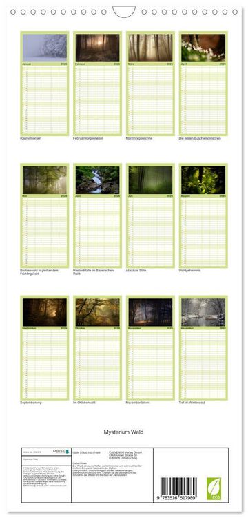 Produktbild: Familienplaner 2026 - Mysterium Wald mit 5 Spalten (Wandkalender, 21 x 45 cm) CALVENDO