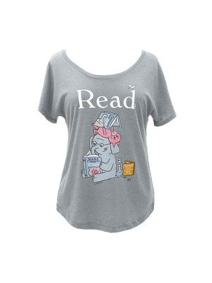 Produktbild: ELEPHANT & PIGGIE Read (Gray) Women's Relaxed Fit T-Shirt XX-Large