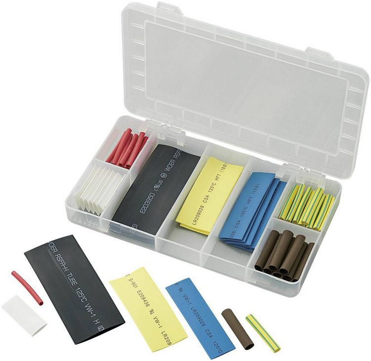 Produktbild: TRU Components 1565052 Schrumpfschlauchsortiment Schrumpfrate:2:1 63 Teile