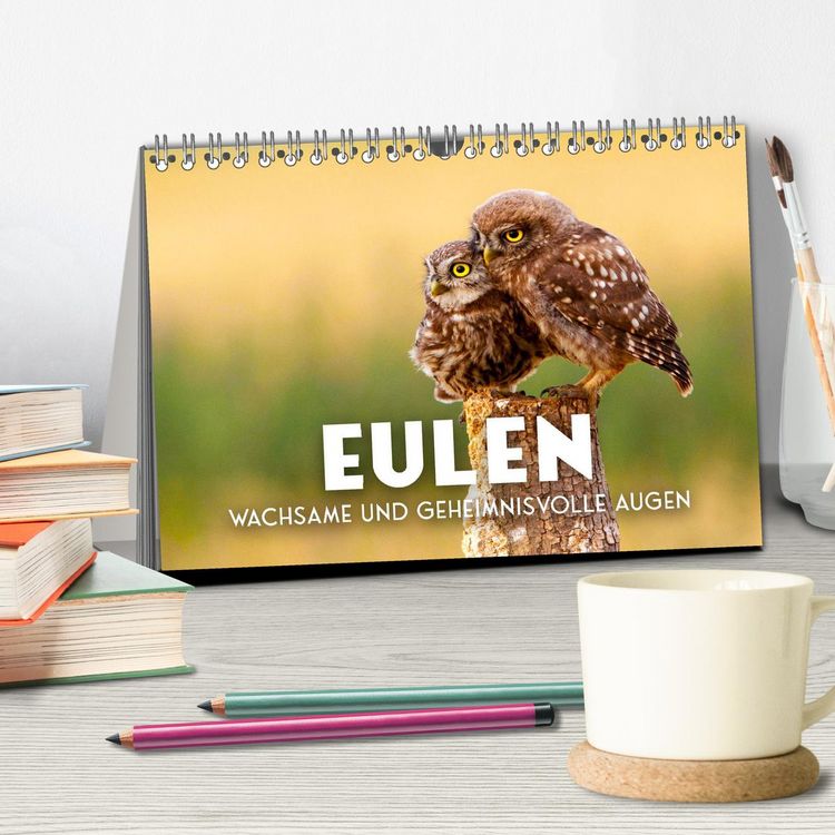Produktbild: Eulen - Wachsame und geheimnisvolle Augen (Tischkalender 2026 DIN A5 quer), CALVENDO Monatskalender