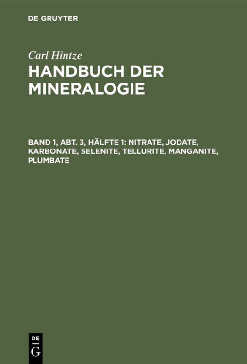 Produktbild: Nitrate, Jodate, Karbonate, Selenite, Tellurite, Manganite, Plumbate
