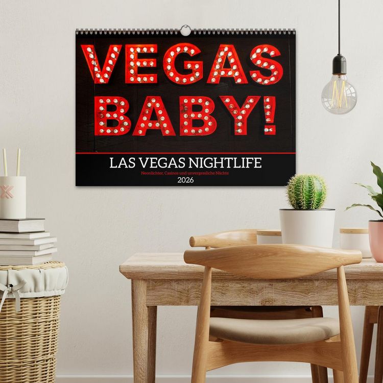 Produktbild: Las Vegas Nightlife - Neonlichter, Casinos und unvergessliche N&auml;chte (Wandkalender 2026 DIN A3 quer), CALVENDO Monatskalender