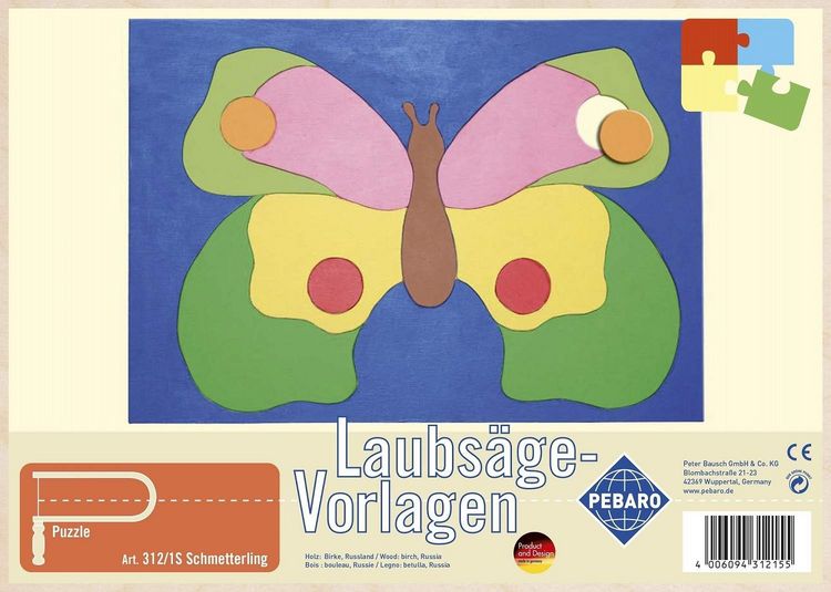 Produktbild: PEBARO 312/1S - Laubs&auml;gevorlage Schmetterling, 1 Platte, Gr&ouml;&szlig;e DIN A4