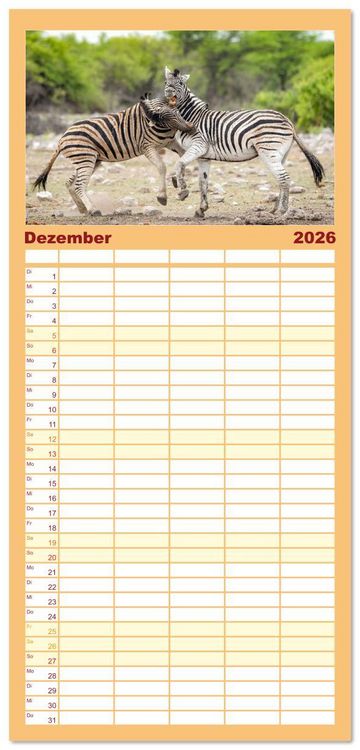 Produktbild: Familienplaner 2026 - Action in der Savanne mit 5 Spalten (Wandkalender, 21 x 45 cm) CALVENDO