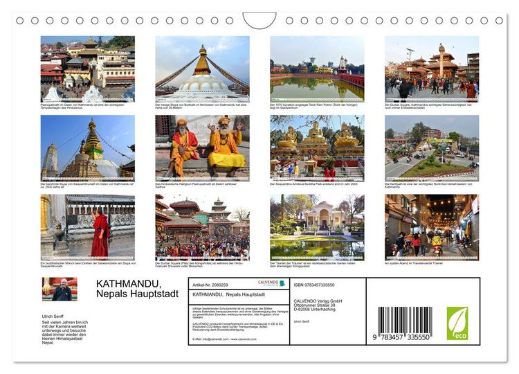 Produktbild: KATHMANDU, Nepals Hauptstadt (Wandkalender 2026 DIN A4 quer), CALVENDO Monatskalender