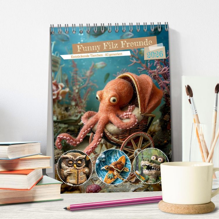 Produktbild: Funny Filz Freunde (Tischkalender 2026 DIN A5 hoch), CALVENDO Monatskalender