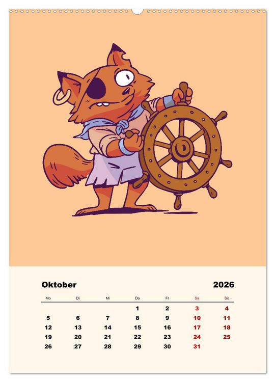 Produktbild: Tierische Piraten (Wandkalender 2026 DIN A2 hoch), CALVENDO Monatskalender