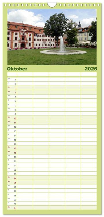 Produktbild: Familienplaner 2026 - Willkommen in ERFURT mit 5 Spalten (Wandkalender, 21 x 45 cm) CALVENDO