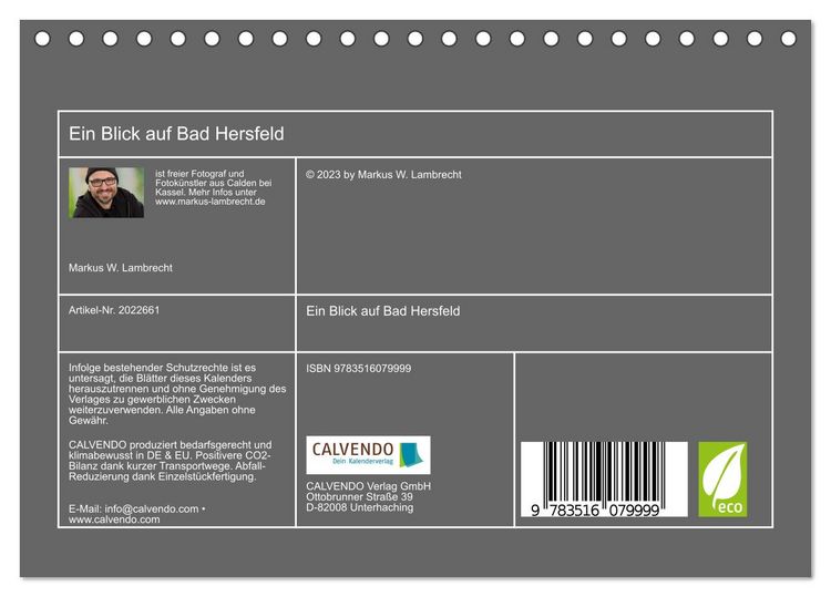 Produktbild: Ein Blick auf Bad Hersfeld (Tischkalender 2026 DIN A5 quer), CALVENDO Monatskalender
