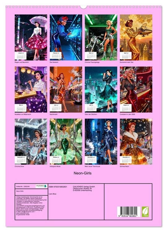 Produktbild: Neon-Girls (hochwertiger Premium Wandkalender 2027 DIN A2 hoch), Kunstdruck in Hochglanz