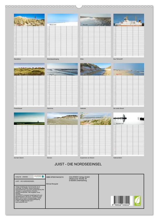 Produktbild: JUIST - DIE NORDSEEINSEL (hochwertiger Premium Wandkalender 2026 DIN A2 hoch), Kunstdruck in Hochglanz