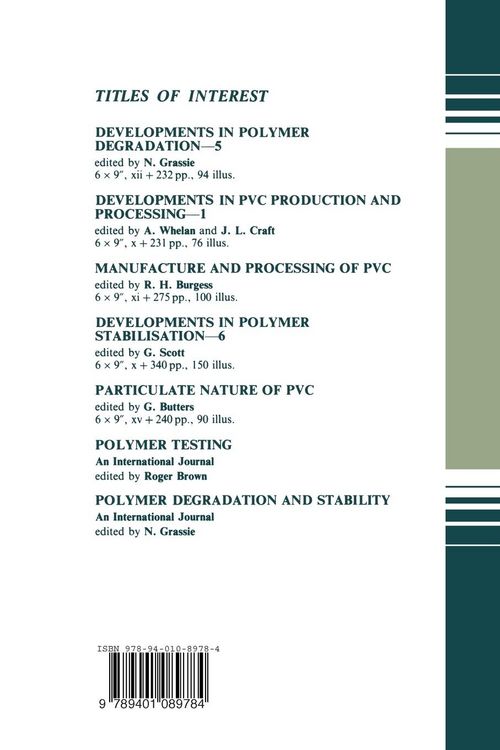 Produktbild: Degradation and Stabilisation of PVC