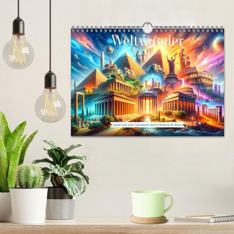 Produktbild: Weltwunder: Antike und neue: Visualisiert durch Moderne KI-Kunst (Wandkalender 2026 DIN A4 quer), CALVENDO Monatskalender